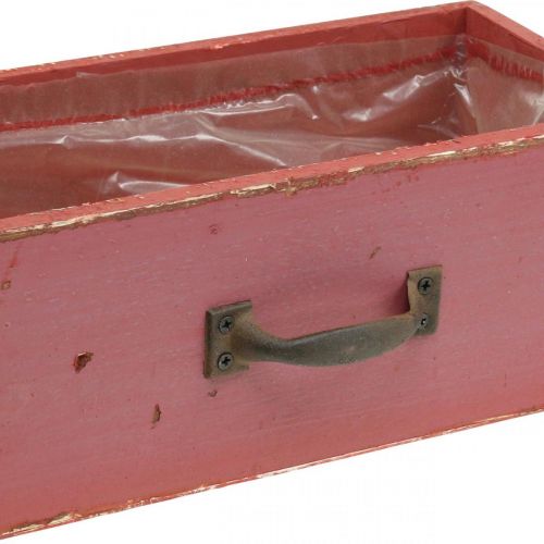 Floristik24 Plantenbak Houten Lade Shabby Chic Rood 25x13x9cm