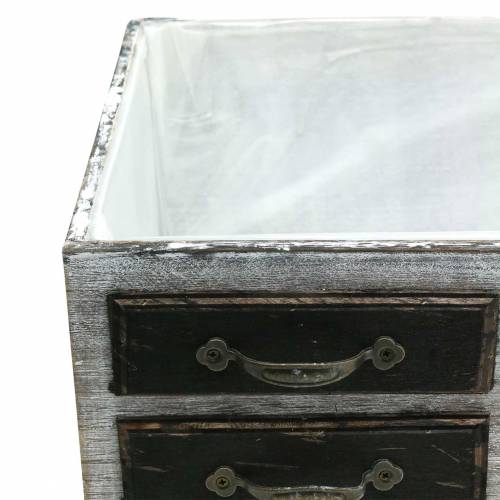 Floristik24 Plantenbak lades hout metaal wit 40/36/32cm 3 stuks