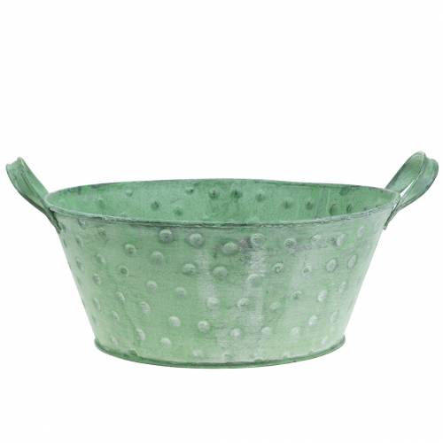 Floristik24 Sierschaal Planter Metaal Groen Gewassen Ø24cm H10cm