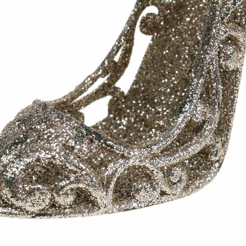 Floristik24 Kerstboomversiering schoen champagne glitter 13cm 12st