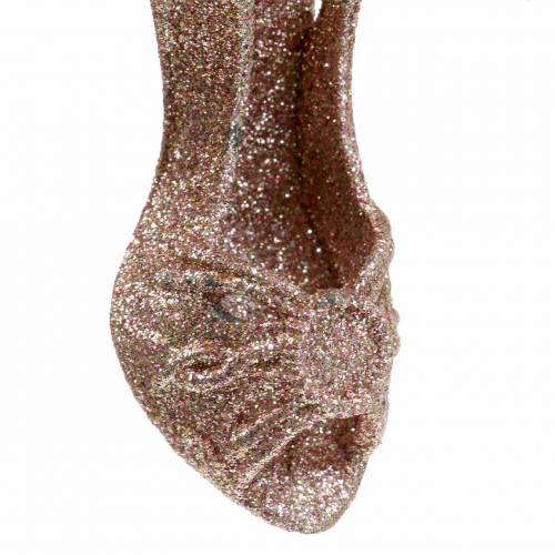 Artikel Kerstboomversiering pumps roze, glitter 12cm 12st