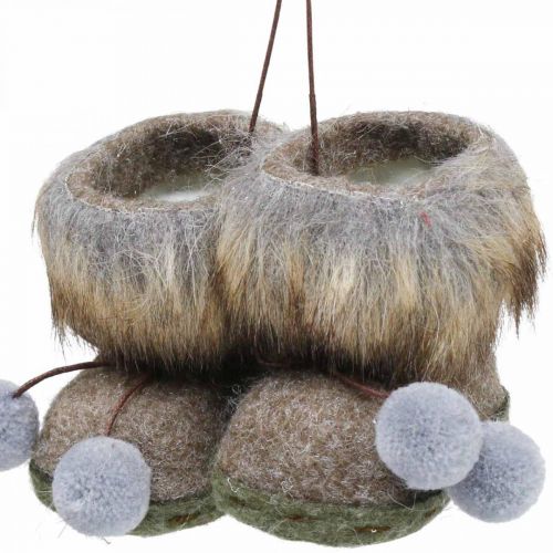 Floristik24 Kerstboom laarsjes met bobbel bruin/grijs 8cm 3st