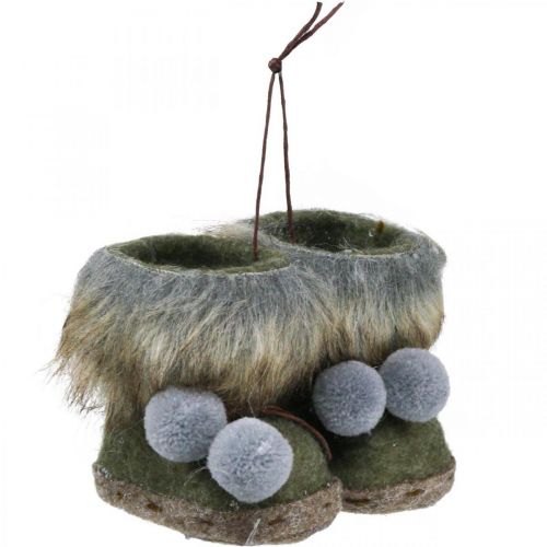 Floristik24 Kerstboom laarsjes met bobbel groen/bruin 8cm 3st