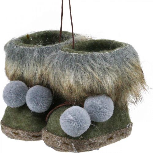 Floristik24 Kerstboom laarsjes met bobbel groen/bruin 8cm 3st