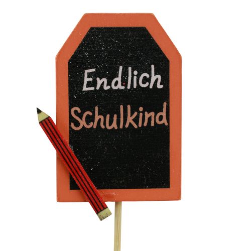 Artikel Terug naar school decoratieve plug “Eindelijk schoolkind” hout 7×5,5cm 16st