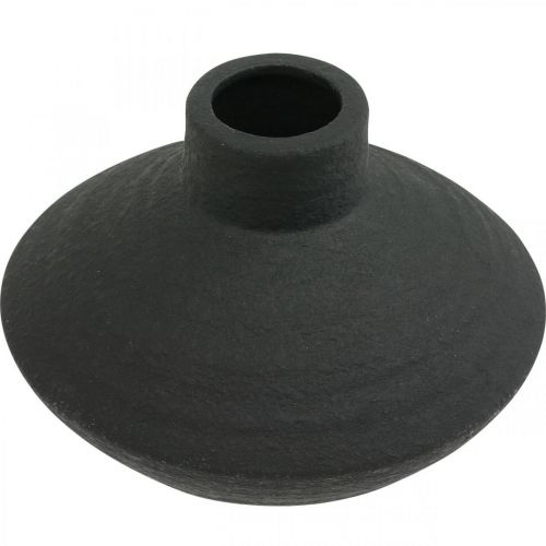Artikel Zwarte keramische vaas decoratieve vaas plat bolvormig H10cm