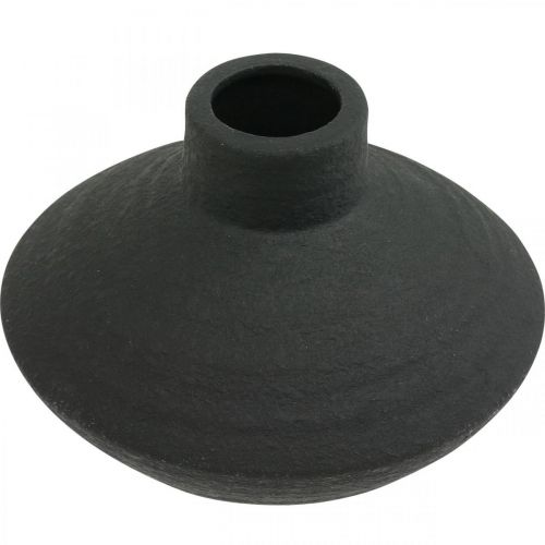 Floristik24 Zwarte keramische vaas decoratieve vaas plat bolvormig H10cm