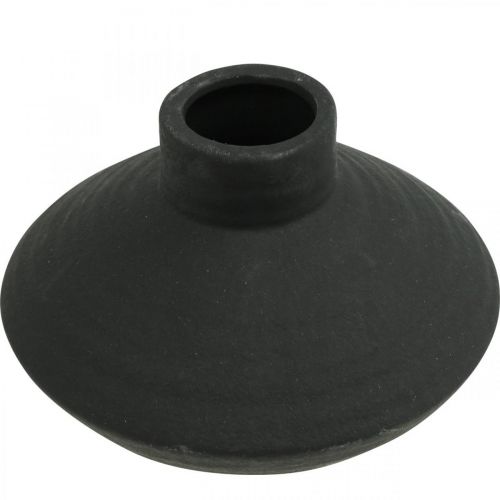 Artikel Zwarte keramische vaas decoratieve vaas plat bolvormig H12.5cm