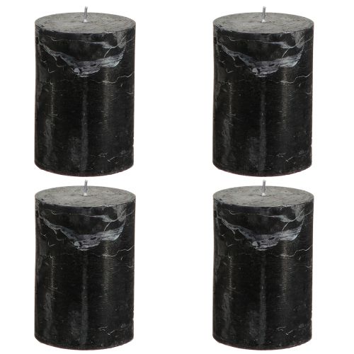 Artikel Zwarte kaarsen stompkaarsen effen 70x100mm 4 st