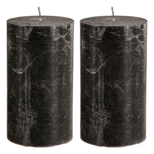 Artikel Zwarte kaarsen stompkaarsen effen 85×150mm 2 st