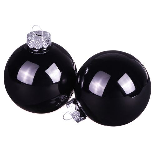 Zwarte kerstballen glazen boomballen Ø6cm 24 st