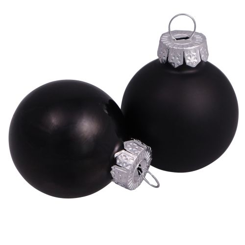 Artikel Zwarte kerstballen glas mini mat glans Ø3cm 22 st
