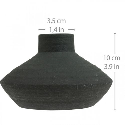 Floristik24 Zwarte keramische vaas decoratieve vaas plat bolvormig H10cm