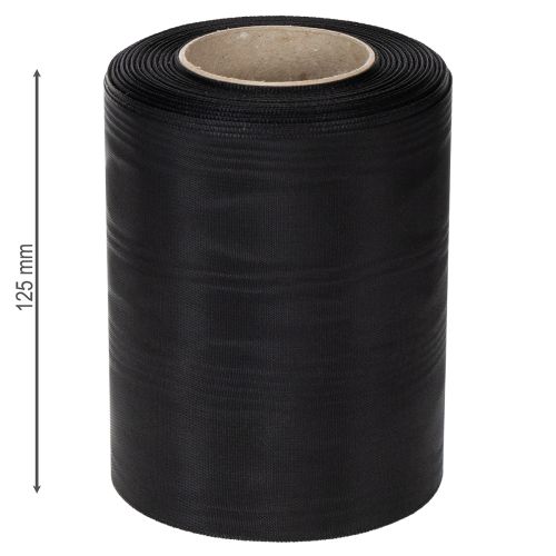 Zwart kranslint 125mm 25m - Elegant rouwlint voor bloemisterij en decoratie, acetaatlint | Floristik24.nl