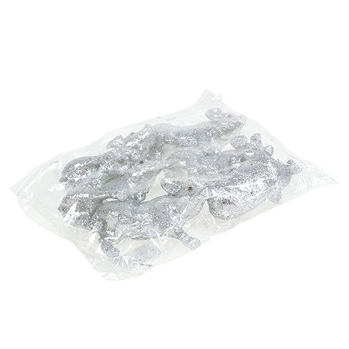 Floristik24 Varken met glitter zilver 9cm 6st