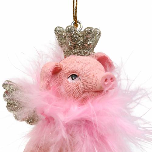 Floristik24 Kerstboomversiering varken met kroon 7,5 cm