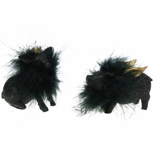 Floristik24 Sierfiguur varken geluksbrenger zwart 9cm 2st
