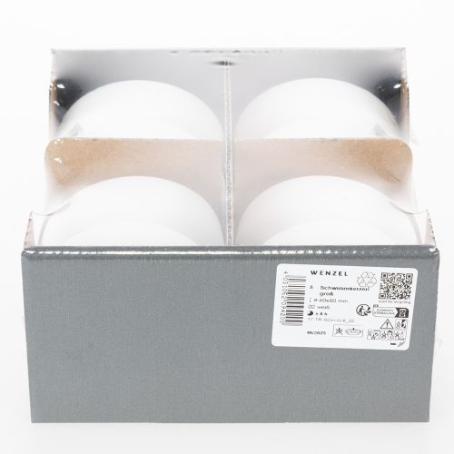 Artikel Drijvende kaarsen voor romantische avonden of feestelijke decoratie, ook geschikt voor buitengebruik. 8 cm, 8 cm hoog, 8 stuks