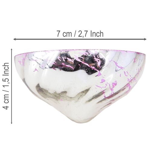 Artikel Drijvende kom theelichthouder glas zilver paars Ø7cm 3st