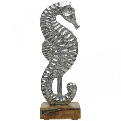 Floristik24 Zeepaardje om te plaatsen, zeedecoratie van metaal, maritiem sculptuur zilver, natuurlijke kleuren H22cm