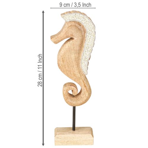 Artikel Zeepaarddecoratie met parels, maritieme tafeldecoratie, hout, 28 cm