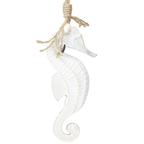 Floristik24 Zeepaardje Decoratie om op te hangen Wit Gewassen 27cm