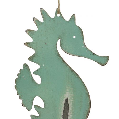 Decoratieve hanger zeepaardje groen 27cm 2st
