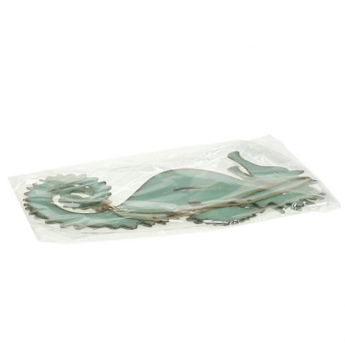 Decoratieve hanger zeepaardje groen 27cm 2st