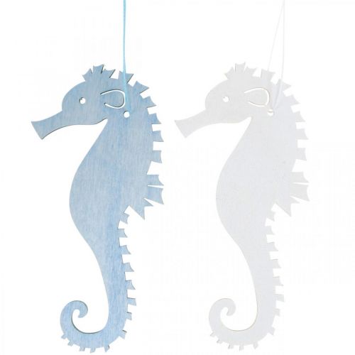 Floristik24 Zeepaardje om op te hangen blauw, wit hanger maritiem decoratie 8st