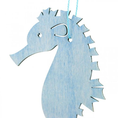 Floristik24 Zeepaardje om op te hangen blauwe, witte hanger maritieme decoratie 8 stuks