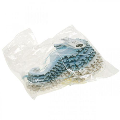 Floristik24 Zeepaardje om op te hangen blauwe, witte hanger maritieme decoratie 8 stuks