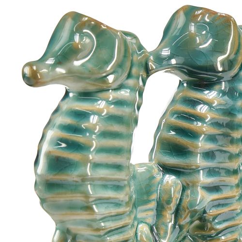 Floristik24 Zeepaardje Keramiek Bloemenvaas Blauw Groen L21cm 2st