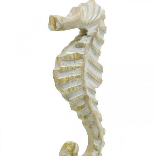 Floristik24 Zeepaardje van hout, maritieme decoratie, decoratief figuur zeedier natuurlijke kleur, wit H35cm