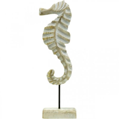Floristik24 Zeepaardje van hout, maritieme decoratie, decoratief figuur zeedier natuurlijke kleur, wit H35cm