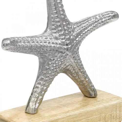 Floristik24 Metalen zeester, maritieme decoratie, decoratieve sculptuur zilver, natuurlijke kleuren H18cm