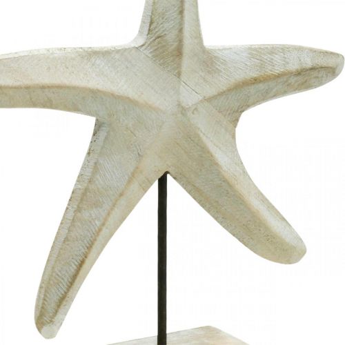 Floristik24 Zeester van hout, decoratief beeldhouwwerk maritiem, zeedecoratie natuurlijke kleuren, wit H28cm