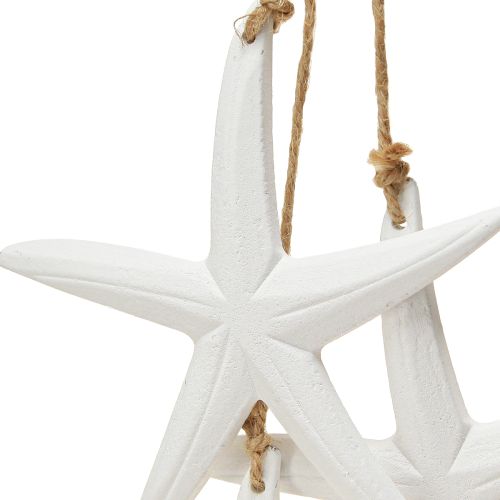 Artikel Zeester decoratie maritieme houten decoratie om op te hangen wit met 3 sterren 46cm