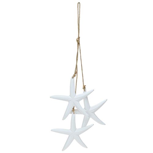 Artikel Zeester decoratie maritieme houten decoratie om op te hangen wit met 3 sterren 46cm
