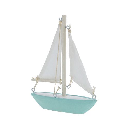 Floristik24 Zeilboot om te staan 14cm x 15,5cm blauw-wit