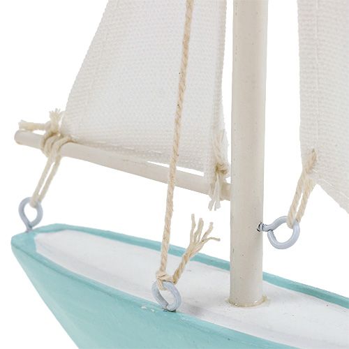 Floristik24 Zeilboot om te staan 14cm x 15,5cm blauw-wit