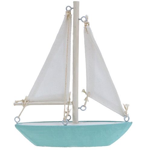 Floristik24 Zeilboot om te staan 14cm x 15,5cm blauw-wit
