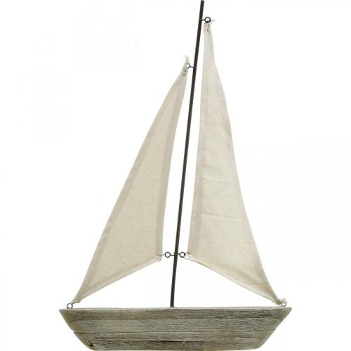 Floristik24 Zeilboot, boot gemaakt van hout, maritieme decoratie shabby chic natuurlijke kleuren, wit H37cm L24cm