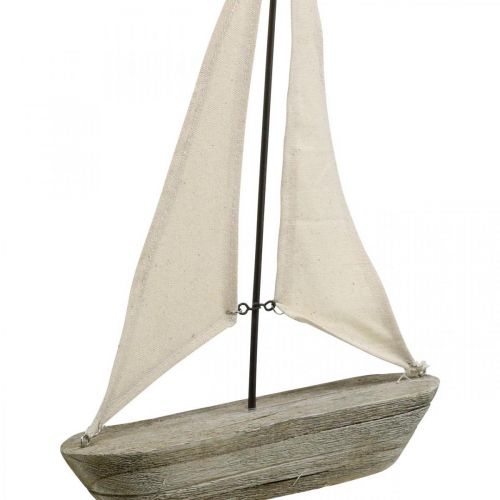 Artikel Zeilboot, boot gemaakt van hout, maritieme decoratie shabby chic natuurlijke kleuren, wit H37cm L24cm