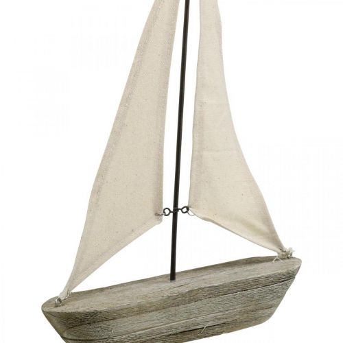 Floristik24 Zeilboot, boot gemaakt van hout, maritieme decoratie shabby chic natuurlijke kleuren, wit H37cm L24cm