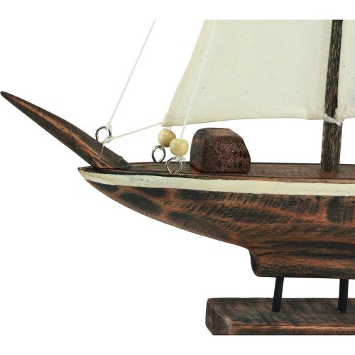 Artikel Zeilboot decoratie schip grenen hout bruin 32×5×41cm