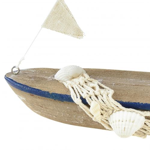 Artikel Decoratieve scheepshouten zeilboot vintage met schelpen H22cm 2st