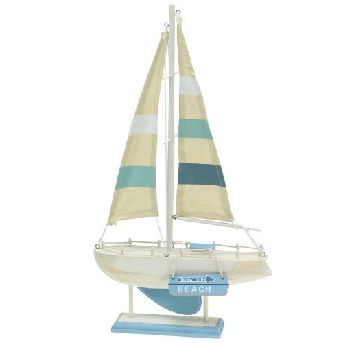 Floristik24 Deco houten zeilboot blauw, wit H41.5cm