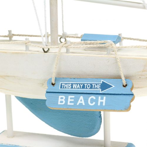 Floristik24 Deco houten zeilboot blauw, wit H41.5cm