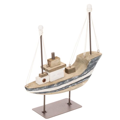 Scheepsdecoratie, maritieme stijl, hout met standaard, 20 cm | Floristik24.nl