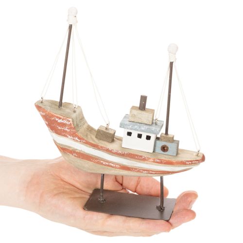 Decoratief houten bootmodel voor vensterbank, 20 cm | Floristik24.nl